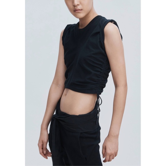 NEW Alexander Wang Wash and Go Twist Crop Top with Side Ties Black XS - Picture 9 of 17